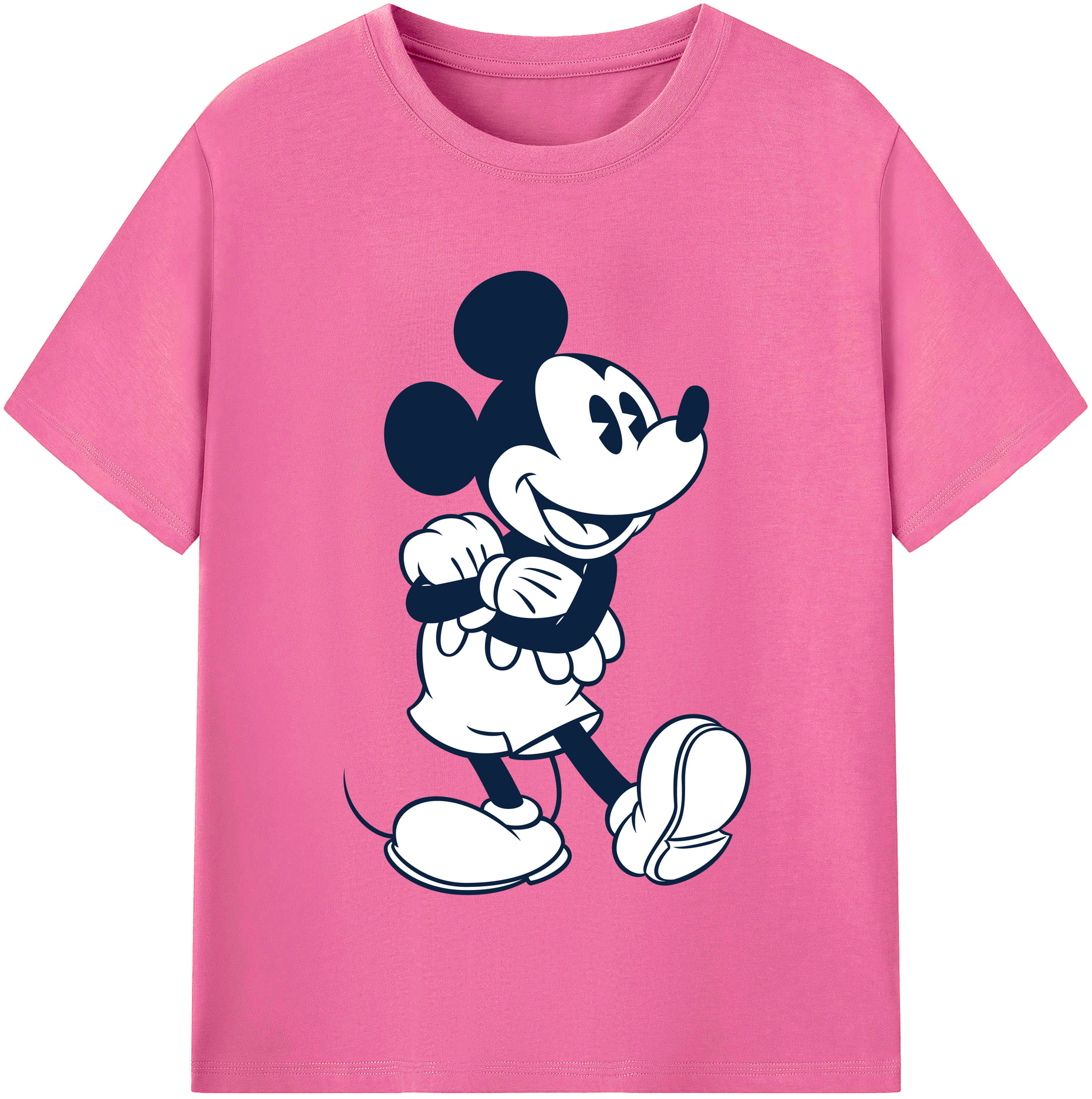 （画像用） ミッキーマウス Mickey Mouse レディースカジュアルプリントTシャツ（綿100％）